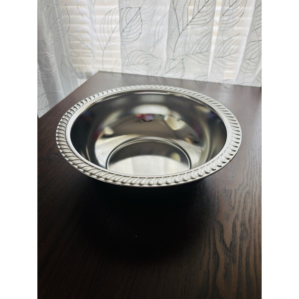 Vintage Shelton-Ware NYC Silverplate Serving Bowl Rope Edge Round 9.5"